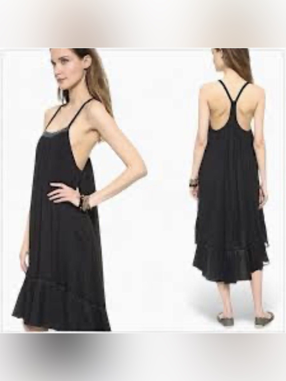 Free People Black Flowy Strappy Midi Dress